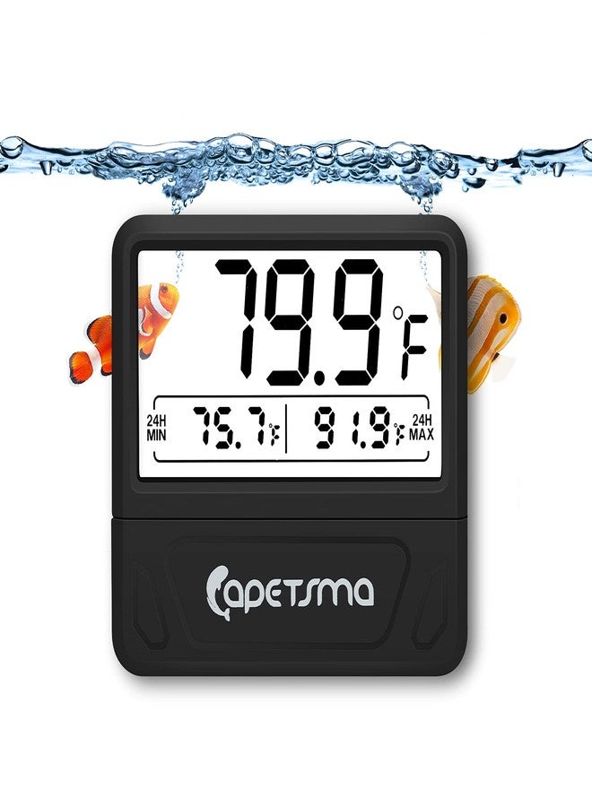 capetsma Aquarium Thermometer Digital Fish Tank Thermometer Large LCD Screen Records High & Low Water Temperature in 24 hrs - Image 1